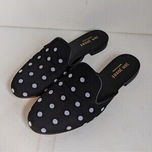 Jon Josef Black Polka Dot Slip On Mules Women's Size 6.5